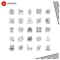 Pictogram Set of 25 Simple Lines of pencil page boiled layout food Editable Vector Design Elements