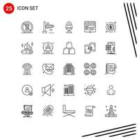 Pictogram Set of 25 Simple Lines of pencil page boiled layout food Editable Vector Design Elements