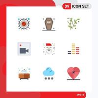 Set of 9 Modern UI Icons Symbols Signs for christmas record halloween camera spring Editable Vector Design Elements