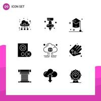 Editable Vector Line Pack of 9 Simple Solid Glyphs of remove gadget college devices university Editable Vector Design Elements