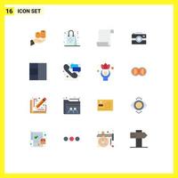 Flat Color Pack of 16 Universal Symbols of camera script bag log snow Editable Pack of Creative Vector Design Elements