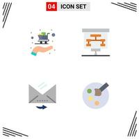 Stock Vector Icon Pack of 4 Line Signs and Symbols for buy letter chart statistics drawing Editable Vector Design Elements