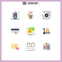 Mobile Interface Flat Color Set of 9 Pictograms of notification percent spring payments finance Editable Vector Design Elements