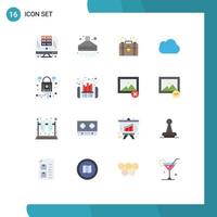 Pack of 16 Modern Flat Colors Signs and Symbols for Web Print Media such as security lock equity cyber data Editable Pack of Creative Vector Design Elements