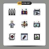 Universal Icon Symbols Group of 9 Modern Filledline Flat Colors of priest people colors pastor balance Editable Vector Design Elements