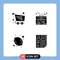 Pack of 4 Modern Solid Glyphs Signs and Symbols for Web Print Media such as cart food basket briefcase analytics Editable Vector Design Elements