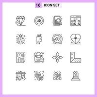 Modern Set of 16 Outlines and symbols such as onion interface document development coding Editable Vector Design Elements