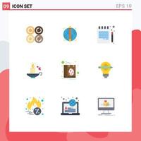 Set of 9 Modern UI Icons Symbols Signs for easter wedding back to school heart candle Editable Vector Design Elements