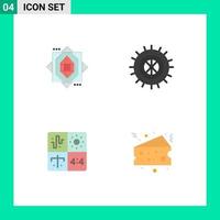 Editable Vector Line Pack of 4 Simple Flat Icons of core engineering studded audio cake Editable Vector Design Elements