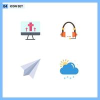 Set of 4 Commercial Flat Icons pack for monitor help egg communication communication Editable Vector Design Elements