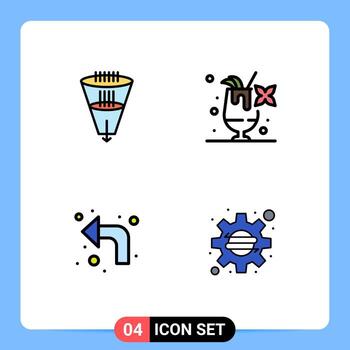 Modern Set of 4 Filledline Flat Colors Pictograph of data reload filtration food left Editable Vector Design Elements