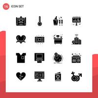 16 iconos creativos, signos y símbolos modernos de mobiliario, amor romántico, carteles de amor, elementos de diseño vectorial editables vector