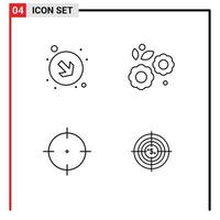 Set of 4 Modern UI Icons Symbols Signs for arrow target flower spring aim Editable Vector Design Elements