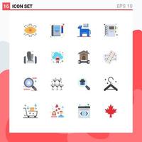 Group of 16 Modern Flat Colors Set for notebook symbol note political donkey Editable Pack of Creative Vector Design Elements