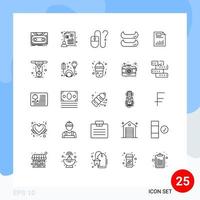 paquete de iconos de vector de stock de 25 signos y símbolos de línea para elementos de diseño de vector editables de información de barco de beneficio de canoa de negocios