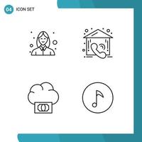 4 Thematic Vector Filledline Flat Colors and Editable Symbols of avatar cloud beautician estate money Editable Vector Design Elements