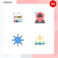 Universal Icon Symbols Group of 4 Modern Flat Icons of office globe student moon network Editable Vector Design Elements