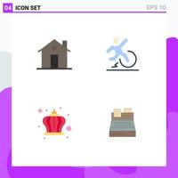 Pack of 4 creative Flat Icons of building leave family change crown Editable Vector Design Elements