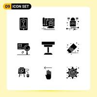 9 Thematic Vector Solid Glyphs and Editable Symbols of decor detection cyber card analysis Editable Vector Design Elements