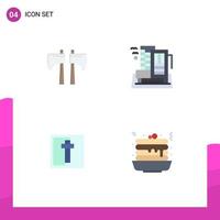 Modern Set of 4 Flat Icons Pictograph of axe corss tool city holiday Editable Vector Design Elements