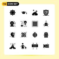 Stock Vector Icon Pack of 16 Line Signs and Symbols for brain alarm gdpr bell security Editable Vector Design Elements