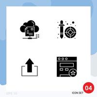 Universal Icon Symbols Group of 4 Modern Solid Glyphs of file arrow cloud dropper up Editable Vector Design Elements