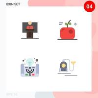 Universal Icon Symbols Group of 4 Modern Flat Icons of speech food event speaker active learning Editable Vector Design Elements