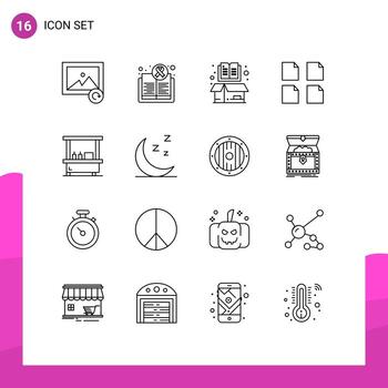 Pack of 16 creative Outlines of food multiple book files open Editable Vector Design Elements