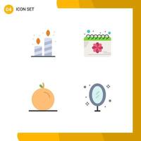 Editable Vector Line Pack of 4 Simple Flat Icons of birthday orange party flower furniture Editable Vector Design Elements