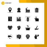 16 Creative Icons Modern Signs and Symbols of clothing shirt industry clip board medical Editable Vector Design Elements