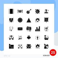 25 iconos creativos, signos y símbolos modernos de configuración de gráficos de audio, negocios, sonido, elementos de diseño vectorial editables vector