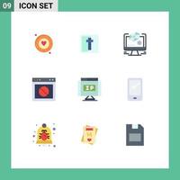 Universal Icon Symbols Group of 9 Modern Flat Colors of internet web animation warning app Editable Vector Design Elements