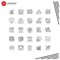 Stock Vector Icon Pack of 25 Line Signs and Symbols for clothes yacht read vehicles sail Editable Vector Design Elements