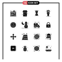 Universal Icon Symbols Group of 16 Modern Solid Glyphs of manager manager hour solution human Editable Vector Design Elements