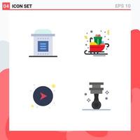 Pictogram Set of 4 Simple Flat Icons of celebration sledge horror gifts direction Editable Vector Design Elements