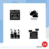 Universal Icon Symbols Group of 4 Modern Solid Glyphs of web rank time weather ai Editable Vector Design Elements