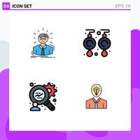 4 User Interface Filledline Flat Color Pack of modern Signs and Symbols of manager consumers research person gems man Editable Vector Design Elements