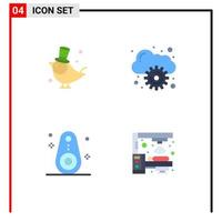 Universal Icon Symbols Group of 4 Modern Flat Icons of bird outline sparrow management machine Editable Vector Design Elements