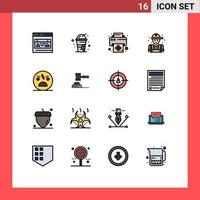 Flat Color Filled Line Pack of 16 Universal Symbols of spooky halloween printer dead plumber Editable Creative Vector Design Elements