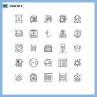 25 iconos creativos, signos y símbolos modernos de muebles, telegrama móvil, estadísticas de búsqueda de marketing digital, elementos de diseño vectorial editables vector