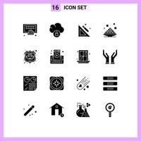 Set of 16 Modern UI Icons Symbols Signs for internet bot ramadan education plate dessert Editable Vector Design Elements