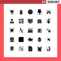 25 User Interface Solid Glyph Pack of modern Signs and Symbols of control light biochemistry lamp design Editable Vector Design Elements