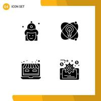 Set of Vector Solid Glyphs on Grid for fight laptop firemen education web Editable Vector Design Elements