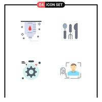 User Interface Pack of 4 Basic Flat Icons of healthcare setting cutlery travel fingerprint Editable Vector Design Elements