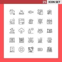 Line Pack of 25 Universal Symbols of protection medical service healthcare eat Editable Vector Design Elements