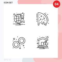 4 Universal Line Signs Symbols of browser laboratory birthday party home Editable Vector Design Elements