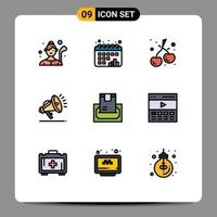 conjunto de 9 iconos de interfaz de usuario modernos símbolos signos para entrega comprar gráfico altavoz gdpr elementos de diseño vectorial editables vector