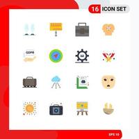 Group of 16 Modern Flat Colors Set for gdpr people briefcase management human Editable Pack of Creative Vector Design Elements