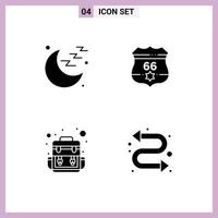 4 Thematic Vector Solid Glyphs and Editable Symbols of medical traveling american security repeat Editable Vector Design Elements