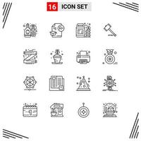 Set of 16 Vector Outlines on Grid for hammer court a auction savings Editable Vector Design Elements